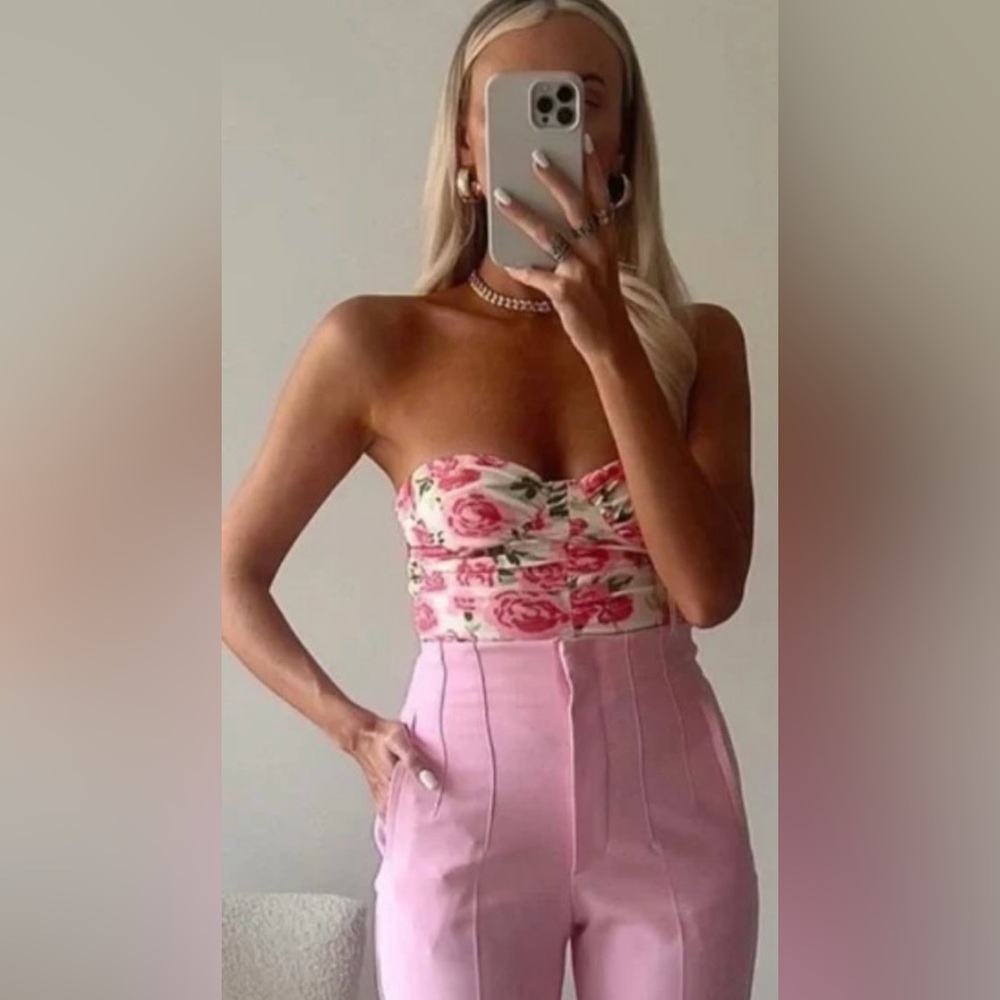 NWT Zara floral strapless bodysuit